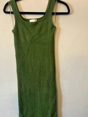 Torn by Ronny Kobo Green Ribbed Knit Midi Dress